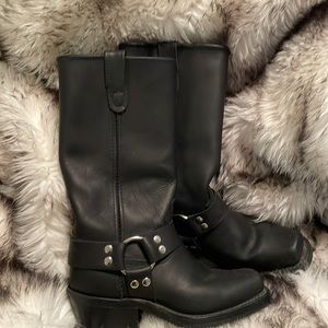 Double H 5008 black leather harness motorcycle boots